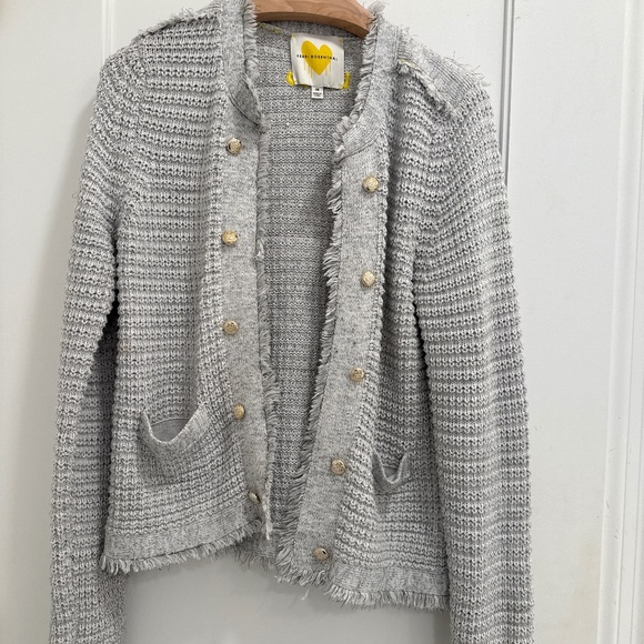 Kerri Rosen that Lady Jacket cardigan in light gray and white with - Picture 1 of 3